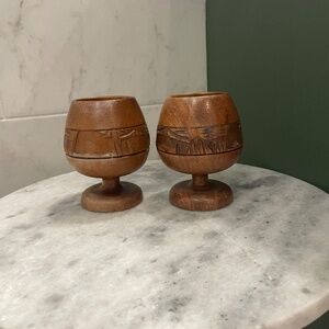 Vintage Wooden Goblets